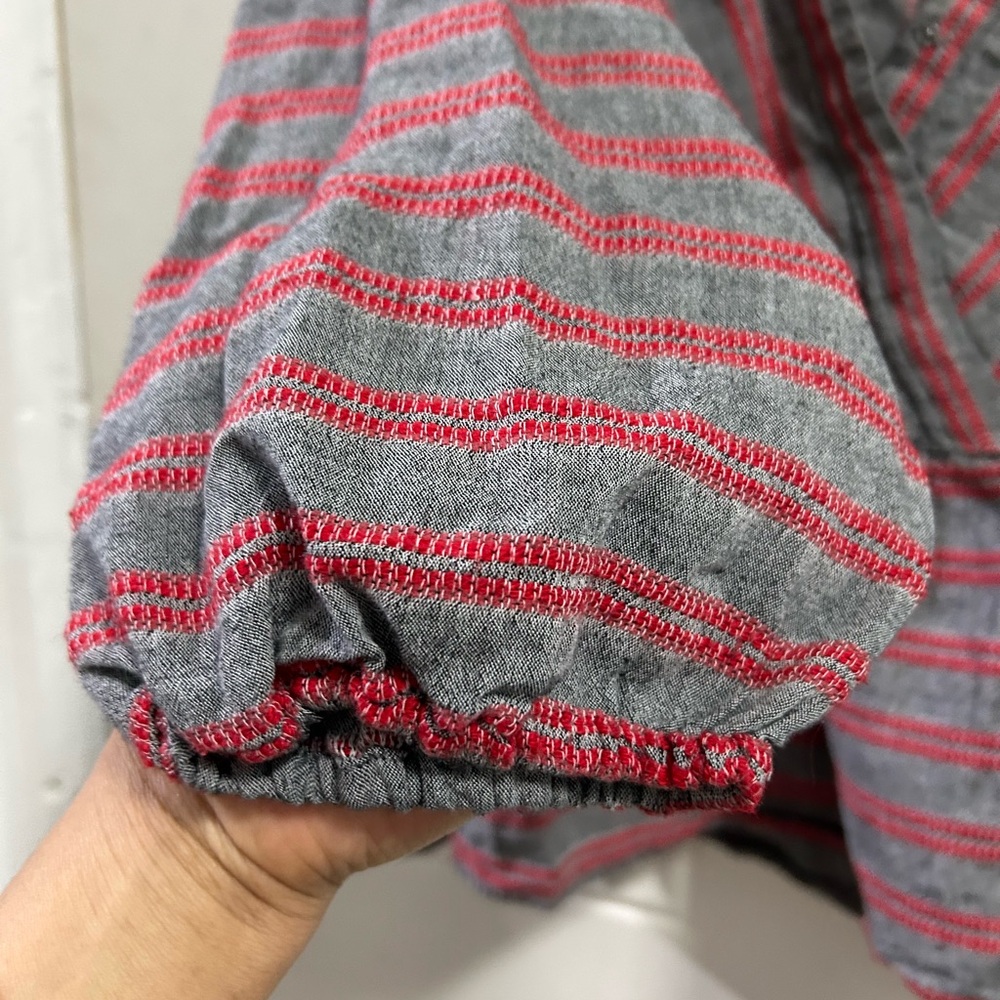 Gray and Red Striped Men's Shirt